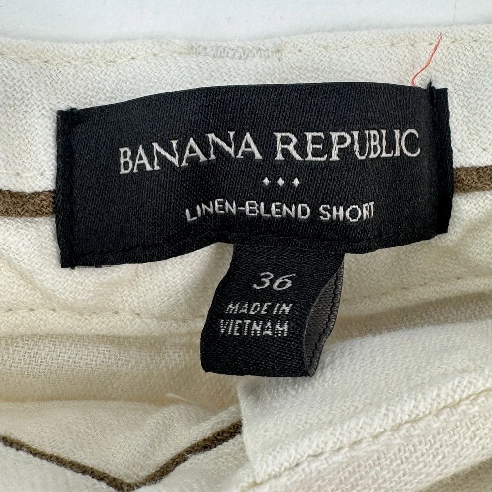 Banana Republic Shorts Mens 36 White Linen Blend Camp Resort Travel Vacation NEW